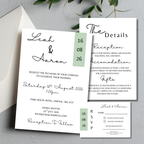 3 Piece Sage Green Colour Block Wedding Invitation Set | SRP3