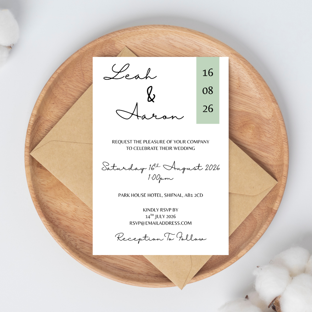 Simple Sage Green Wedding Invitation | SRP3