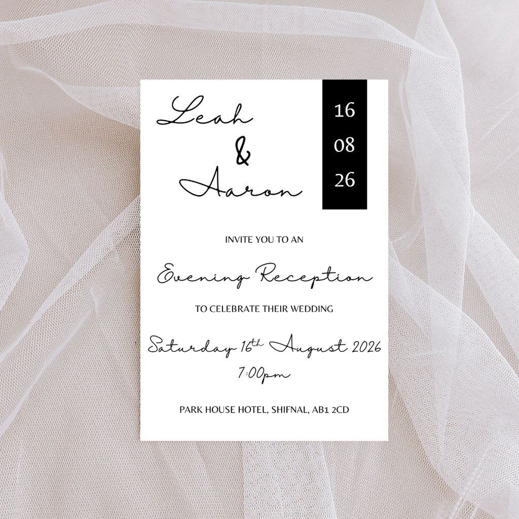 Simple Black Evening Reception Invitation | SRP2