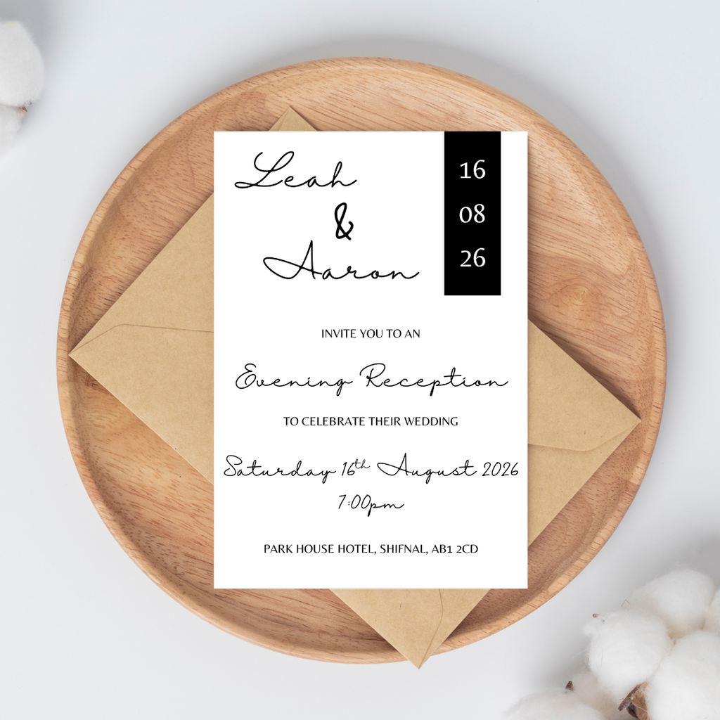 Simple Black Evening Reception Invitation | SRP2