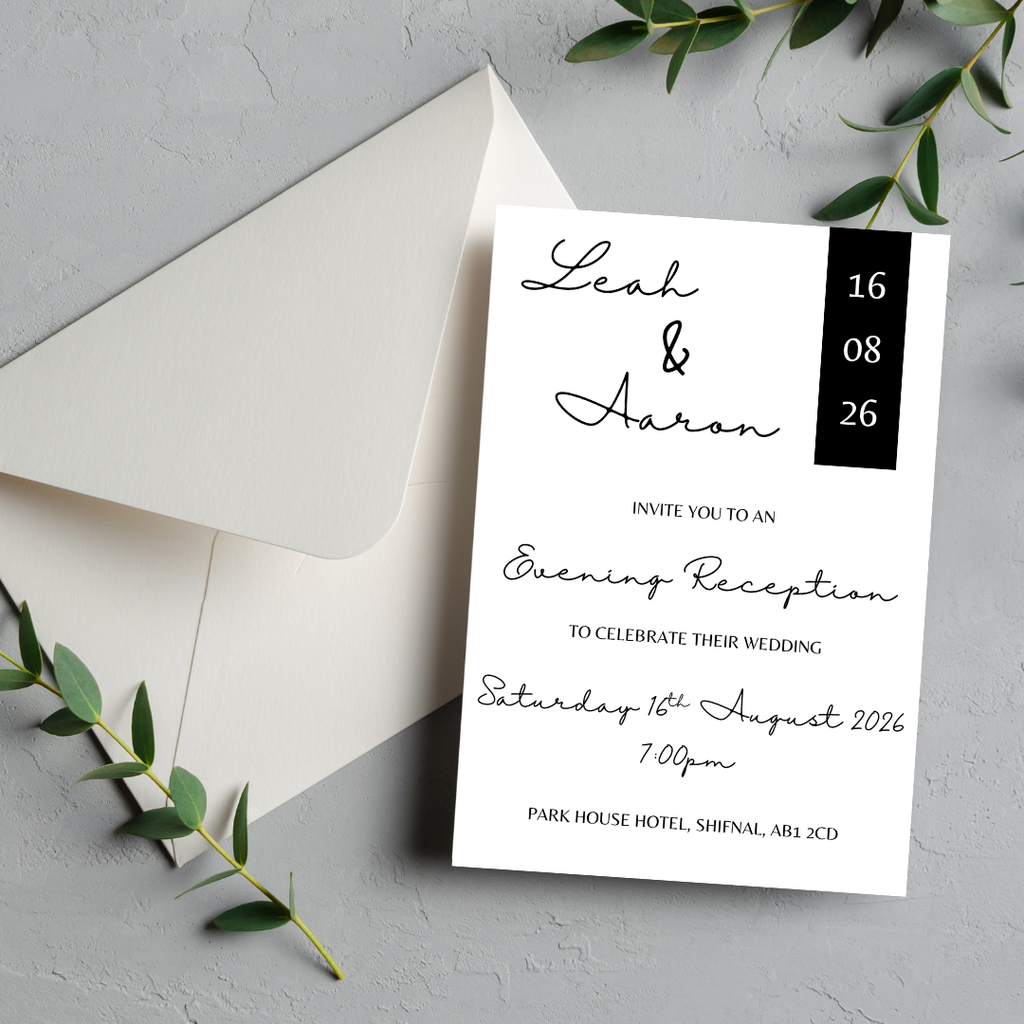 Simple Black Evening Reception Invitation | SRP2