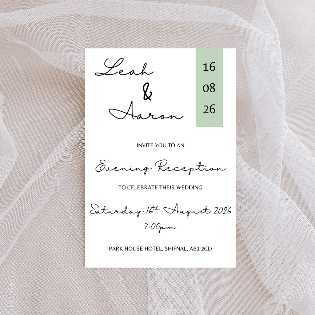 Simple Sage Green Evening Reception Invitation | SRP3