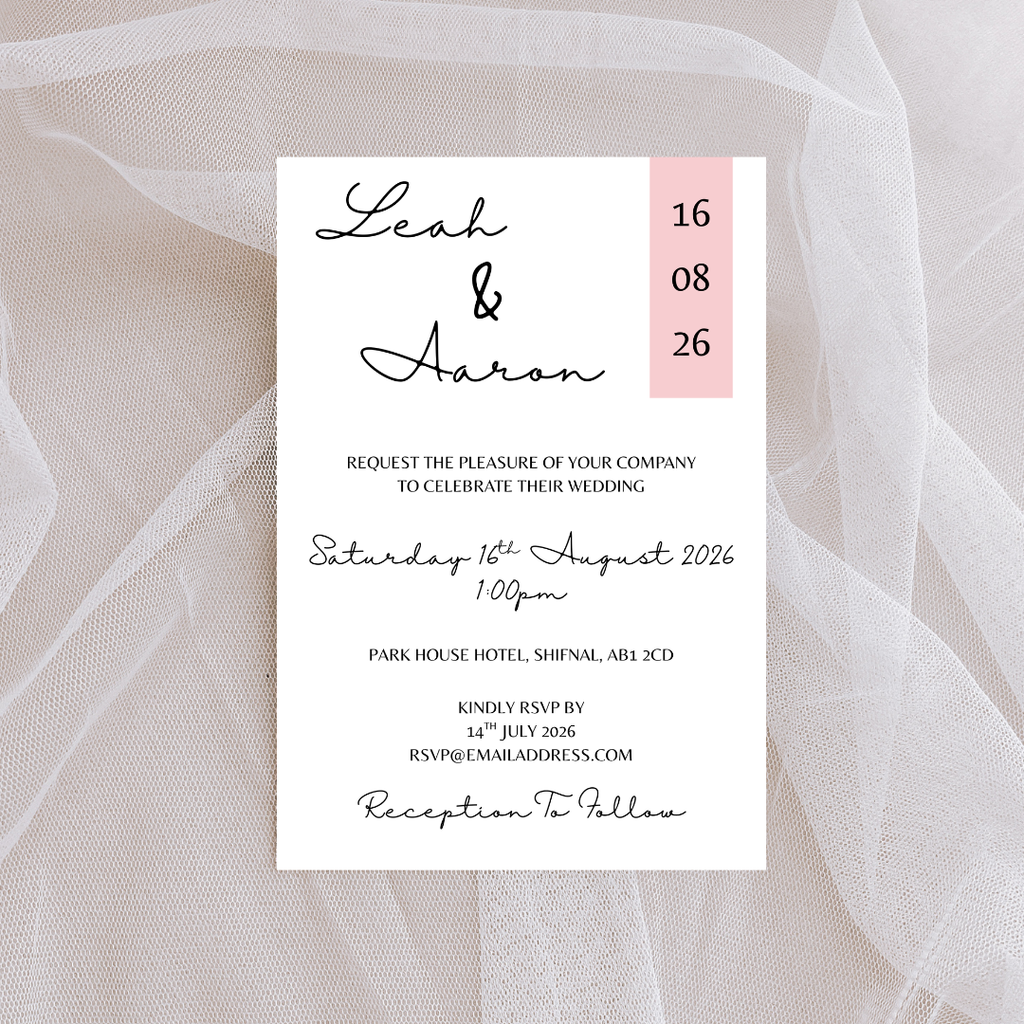 Simple Pink Wedding Invitation | SRP5