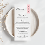 Simple Pink Wedding Menu Cards | SRP5