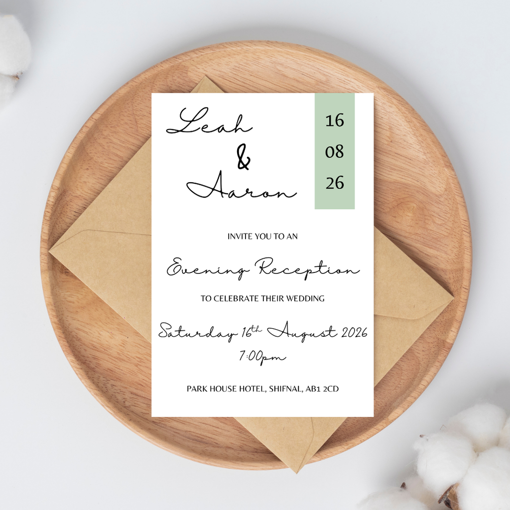 Simple Sage Green Evening Reception Invitation | SRP3