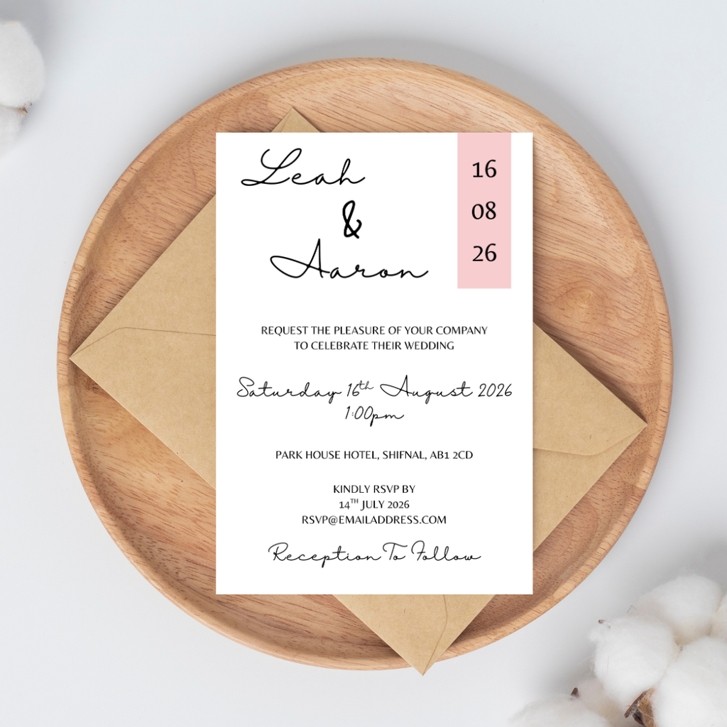 Simple Pink Wedding Invitation | SRP5
