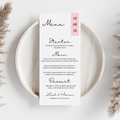 Simple Pink Wedding Menu Cards | SRP5