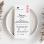 Simple Pink Wedding Menu Cards | SRP5