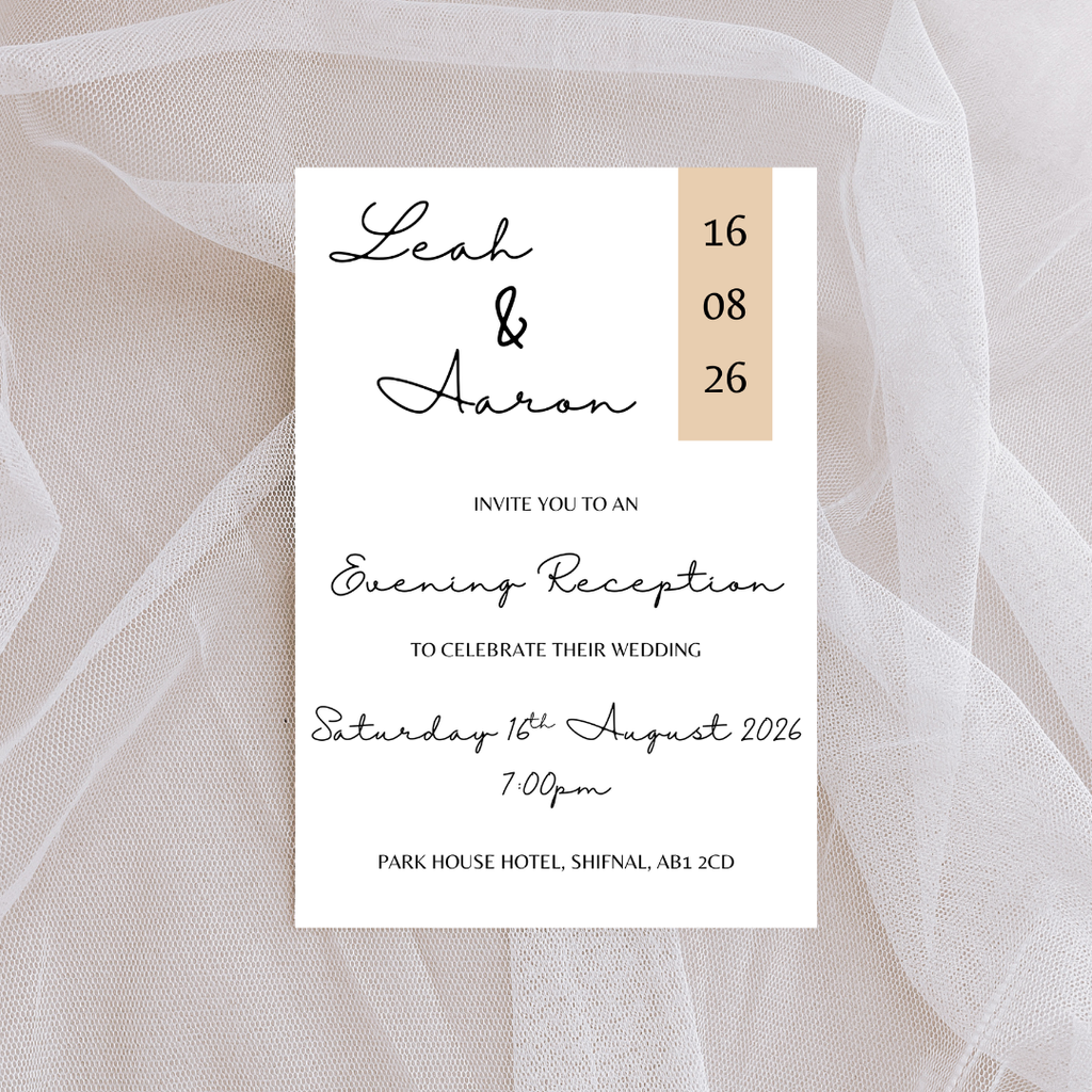 Simple Beige Evening Reception Invitation | SRP4
