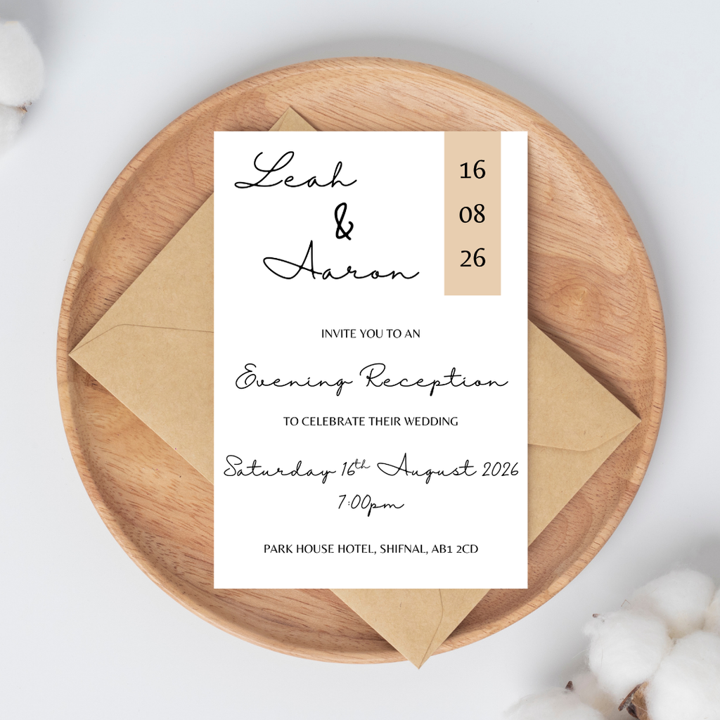 Simple Beige Evening Reception Invitation | SRP4