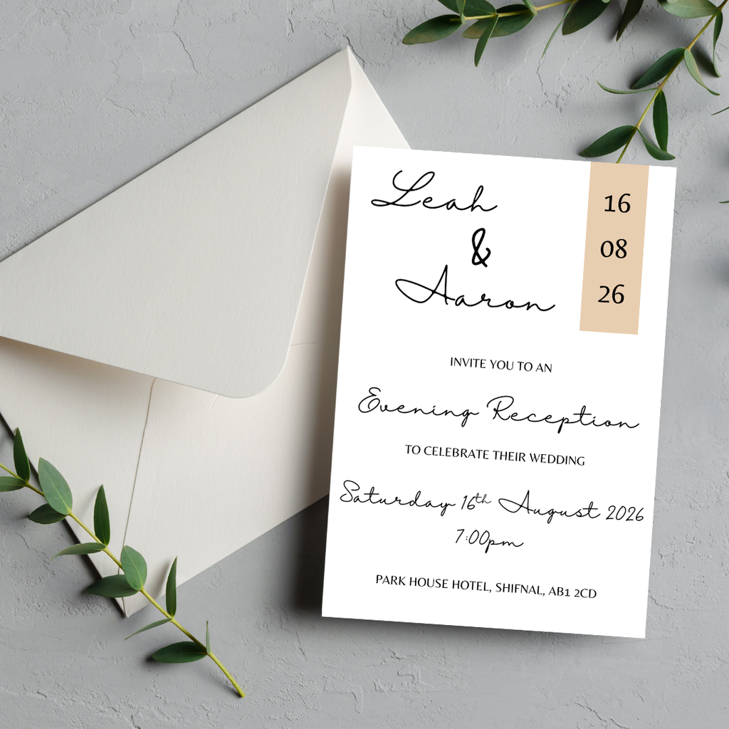 Simple Beige Evening Reception Invitation | SRP4