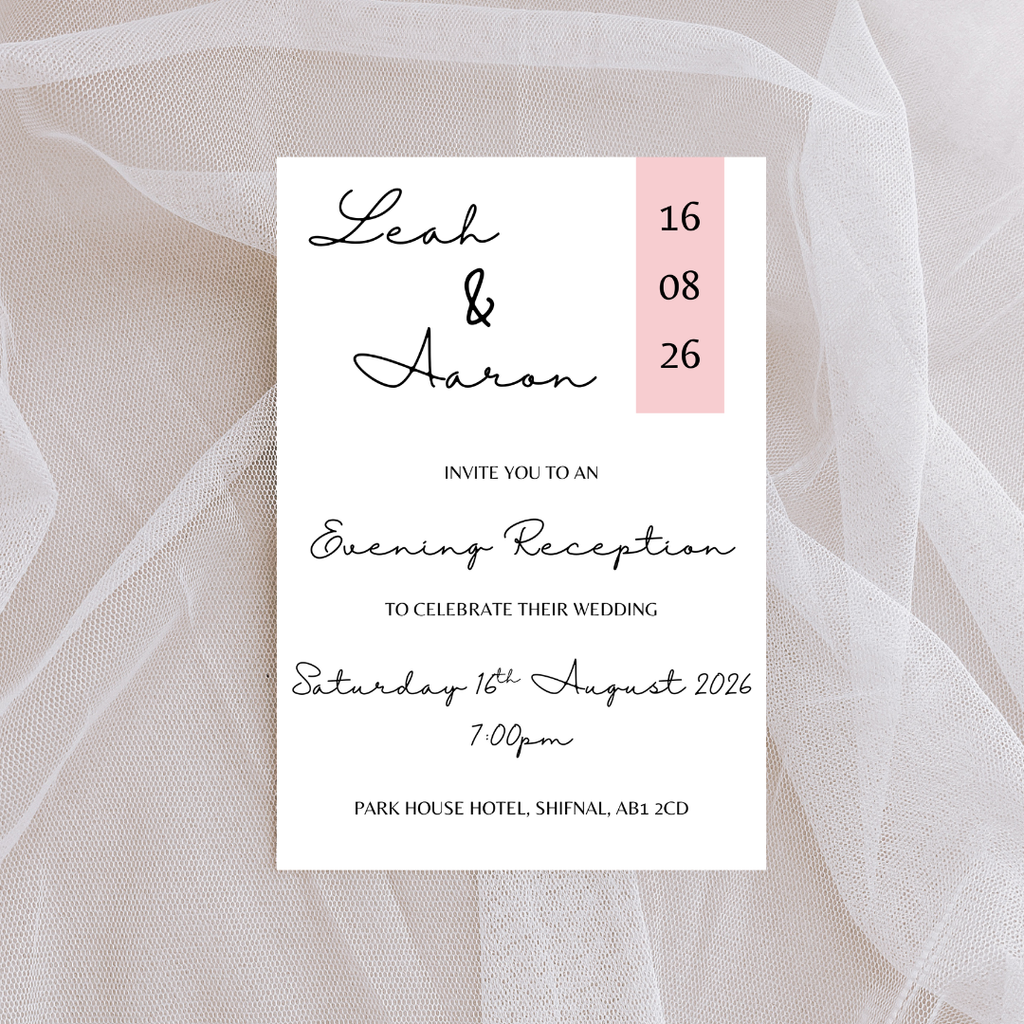 Simple Pink Evening Reception Invitation | SRP5