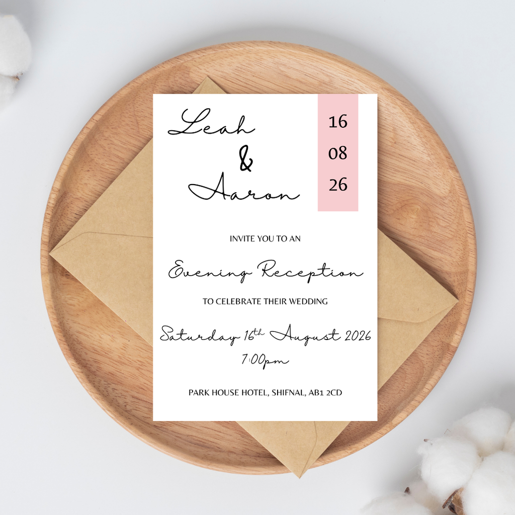 Simple Pink Evening Reception Invitation | SRP5