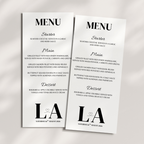 Simple Black Initial Wedding Menu Cards | SRP7