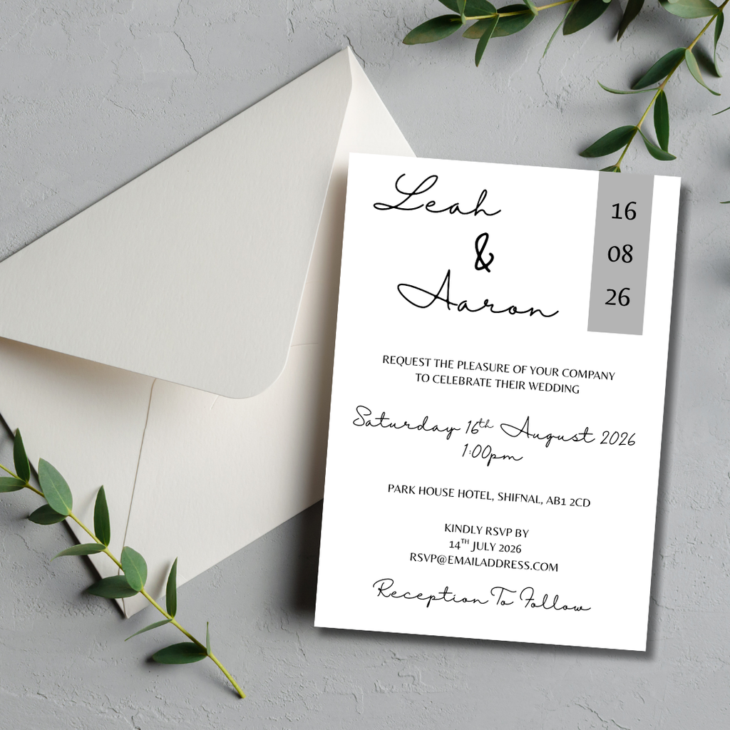 3 Piece Grey Colour Block Wedding Invitation Set | SRP6