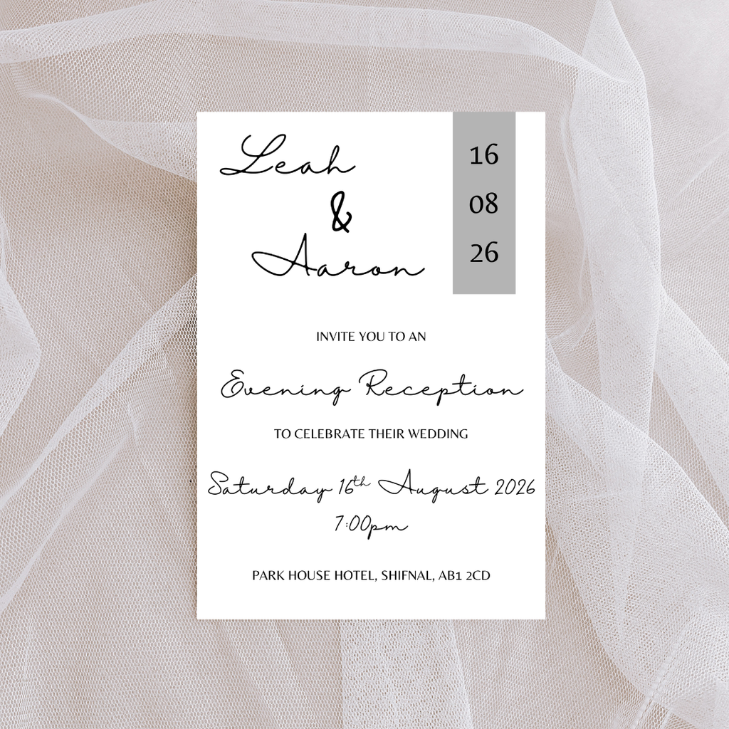 Simple Grey Evening Reception Invitation | SRP6