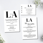 3 Piece Black Initials Wedding Invitation Set | SRP7