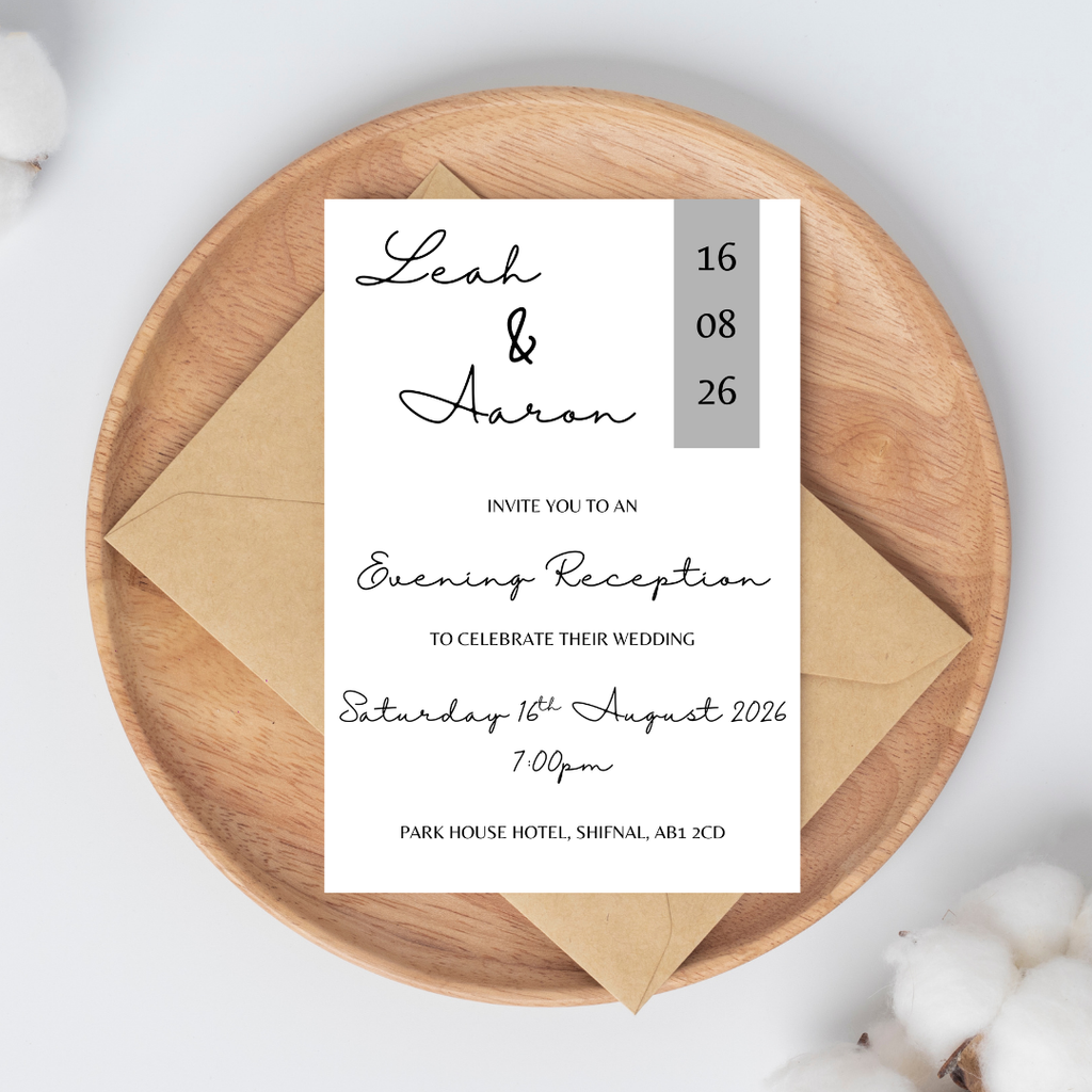 Simple Grey Evening Reception Invitation | SRP6