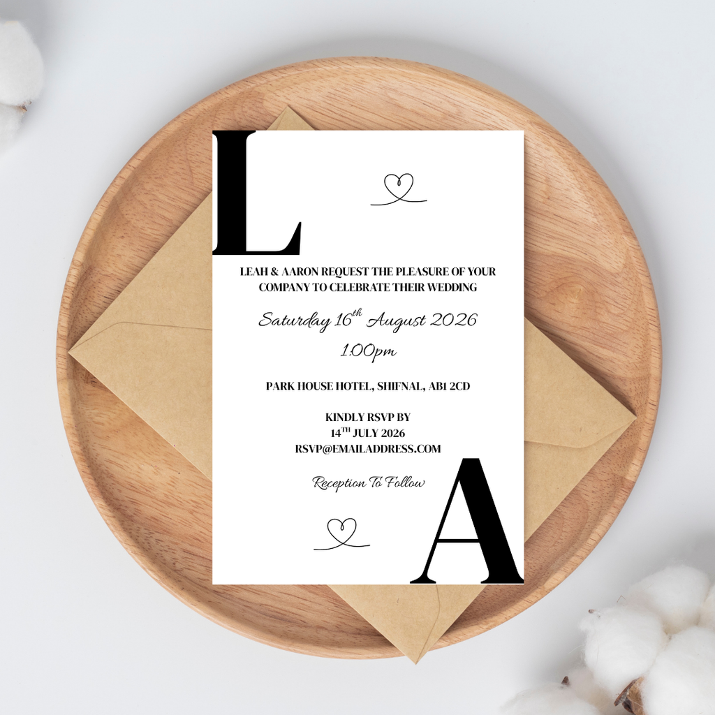 Simple Initial Wedding Invitation | SRP8
