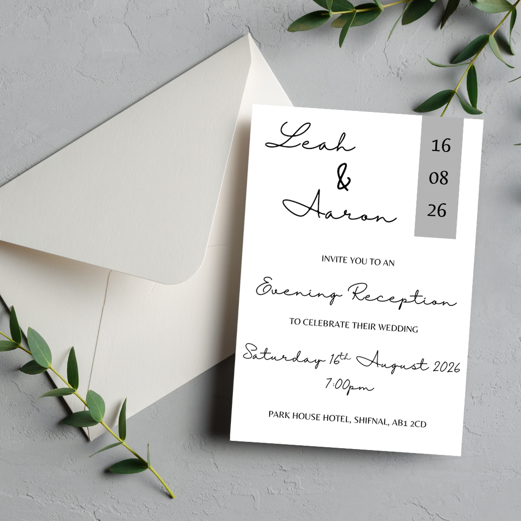 Simple Grey Evening Reception Invitation | SRP6