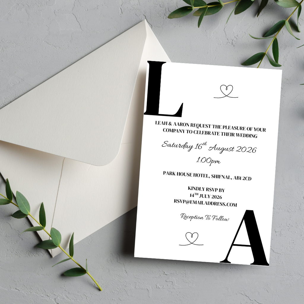 Simple Initial Wedding Invitation | SRP8