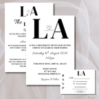 3 Piece Black Initials Wedding Invitation Set | SRP7