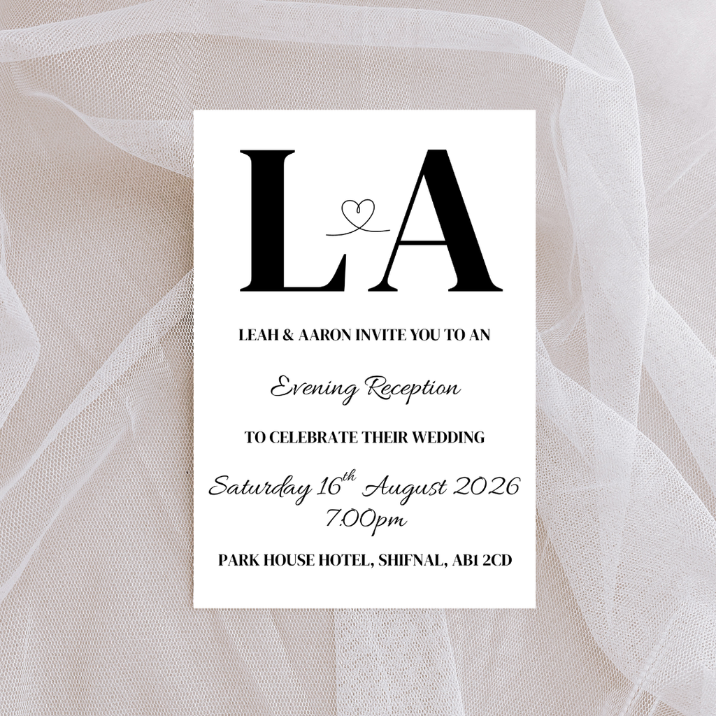 Simple Black Initial Evening Reception Invitation | SRP7