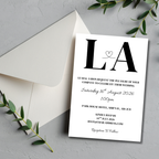 3 Piece Black Initials Wedding Invitation Set | SRP7