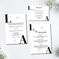 3 Piece Black Initials Wedding Invitation Set | SRP8