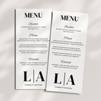 Simple Black Initial Wedding Menu Cards | SRP9