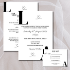 3 Piece Black Initials Wedding Invitation Set | SRP8