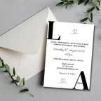 3 Piece Black Initials Wedding Invitation Set | SRP8