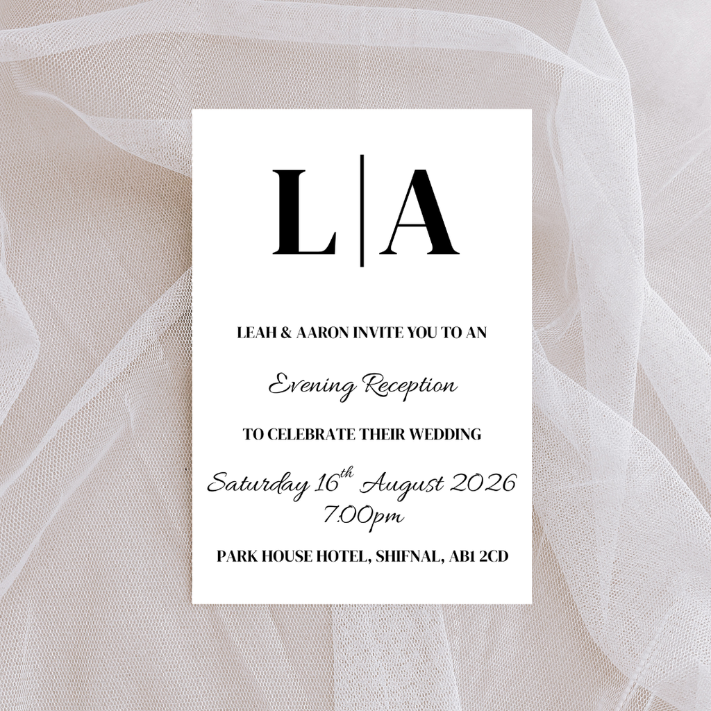 Simple Black Initial Evening Reception Invitation | SRP9