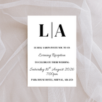 Simple Black Initial Evening Reception Invitation | SRP9