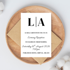 Simple Black Initial Evening Reception Invitation | SRP9