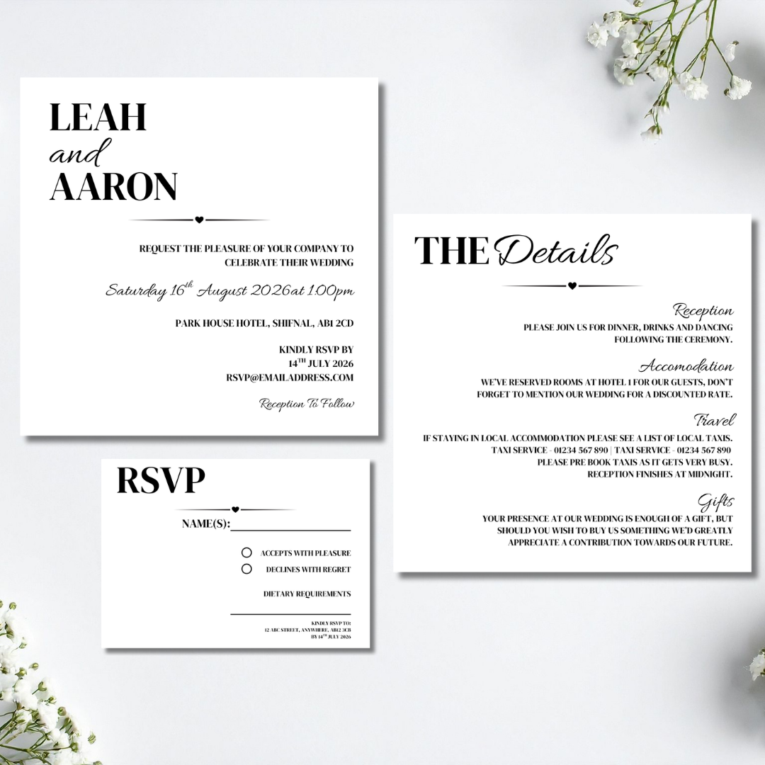 Simple Square Wedding Invitation Set | SRP SQ1