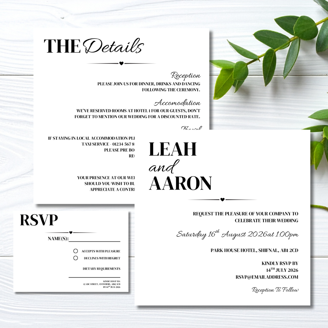 Simple Square Wedding Invitation Set | SRP SQ1