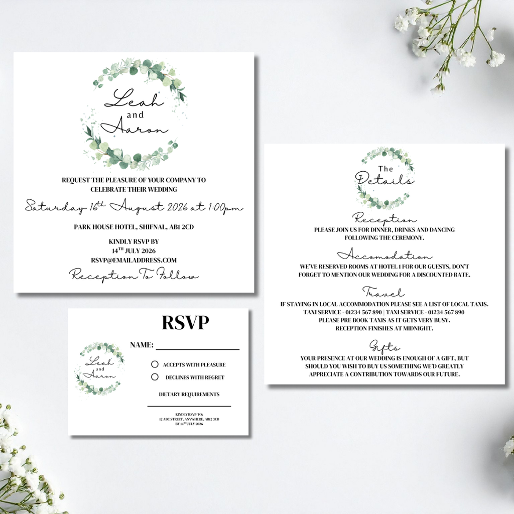 Floral Square Wedding Invitation Set | SRP SQ2