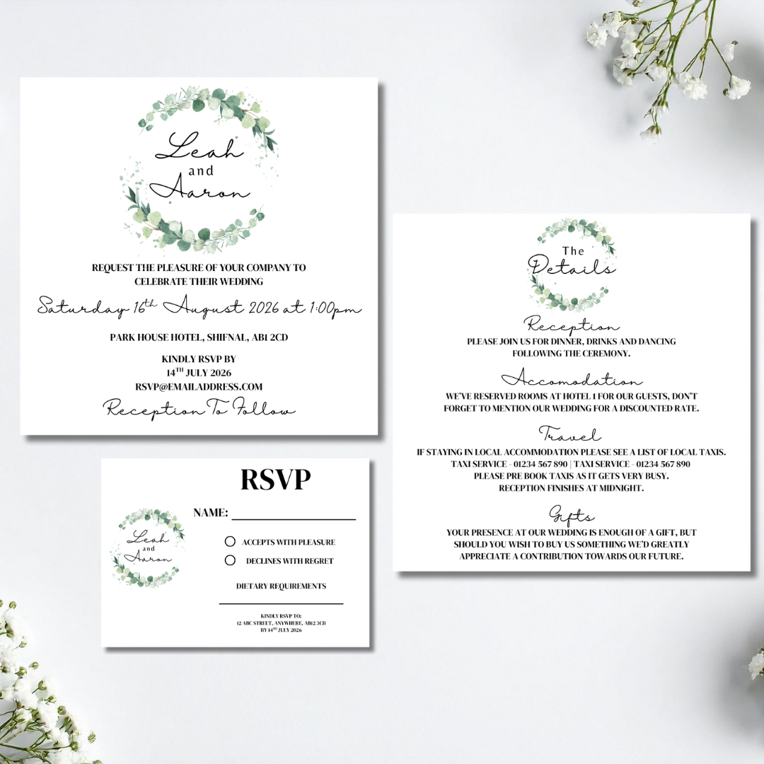 Floral Square Wedding Invitation Set | SRP SQ2