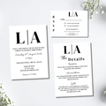 3 Piece Black Initials Wedding Invitation Set | SRP9