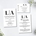 3 Piece Black Initials Wedding Invitation Set | SRP9