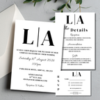 3 Piece Black Initials Wedding Invitation Set | SRP9