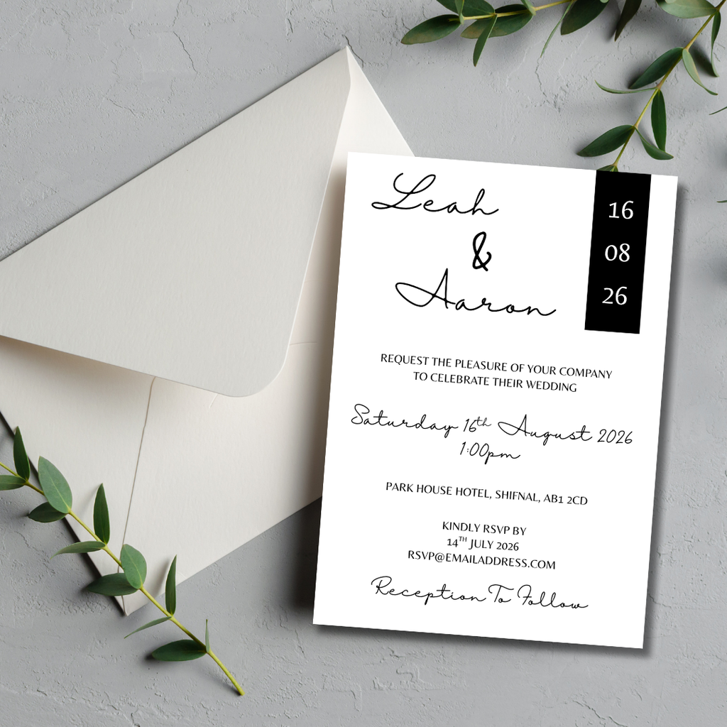 3 Piece Black Colour Block Wedding Invitation Set | SRP2