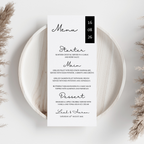 Simple Black Wedding Menu Cards | SRP2