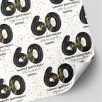 60th Birthday Black & Gold Balloon Wrapping Paper