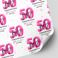 50th Birthday Pink Balloon Wrapping Paper