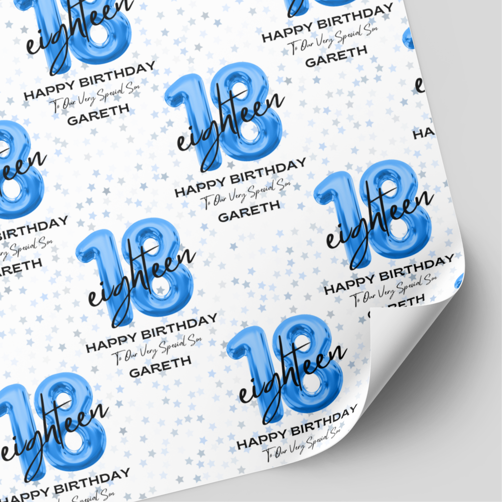 18th Birthday Blue Balloon Wrapping Paper