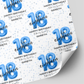 18th Birthday Blue Balloon Wrapping Paper