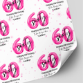 60th Birthday Pink Balloon Wrapping Paper