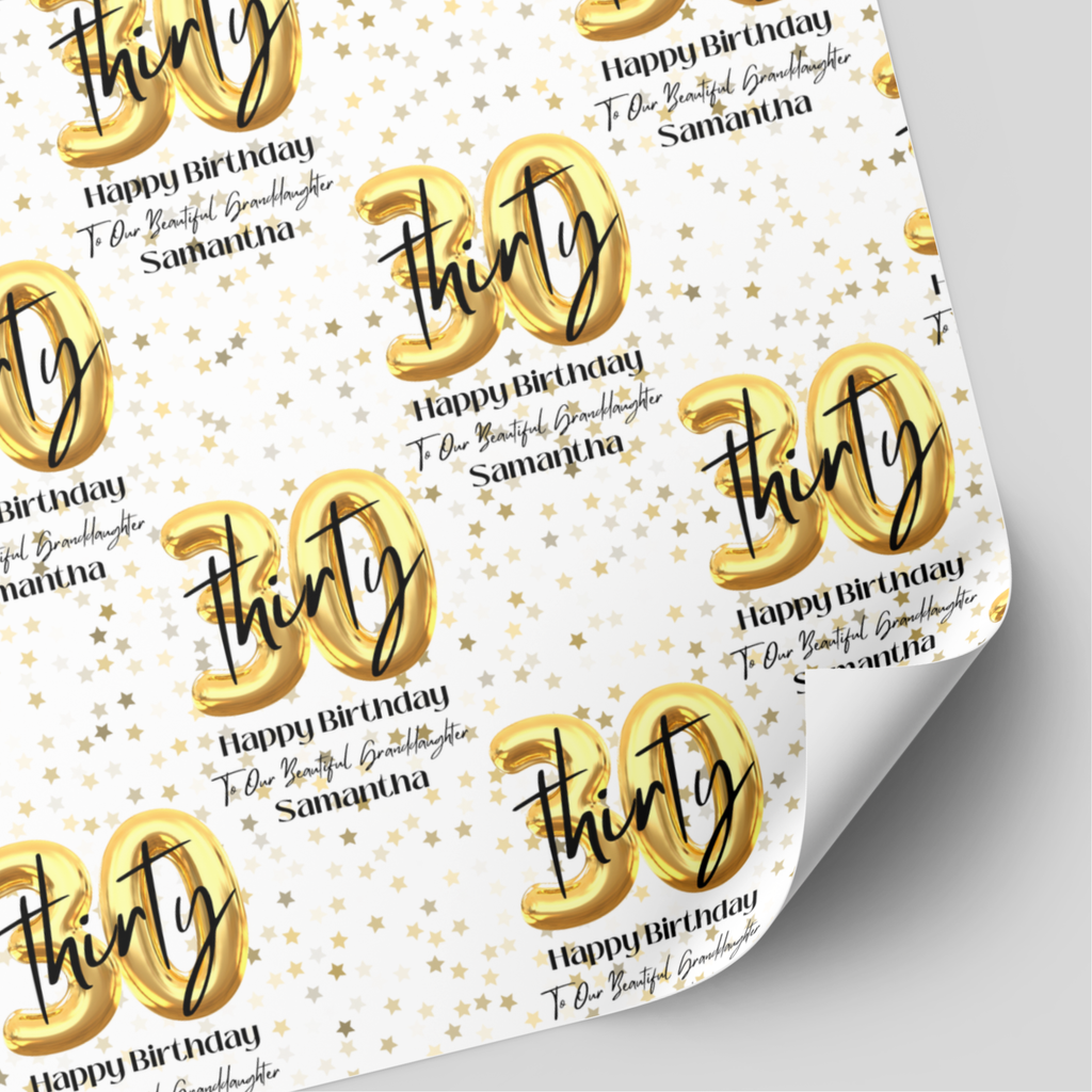 30th Birthday Gold Balloon Wrapping Paper